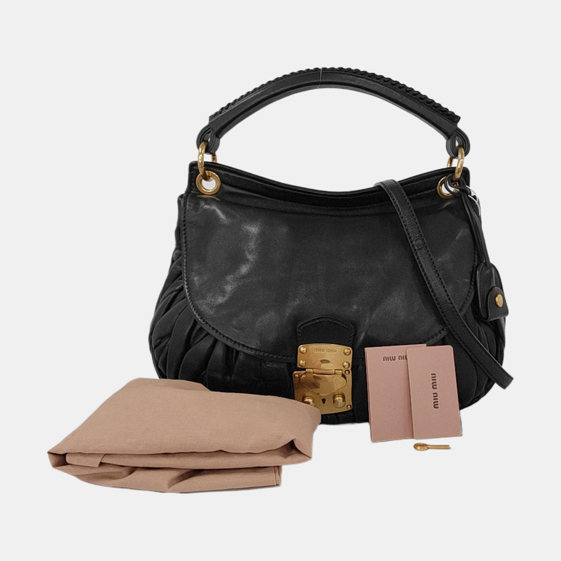 Miu Coffer Quilted Lambskin Black