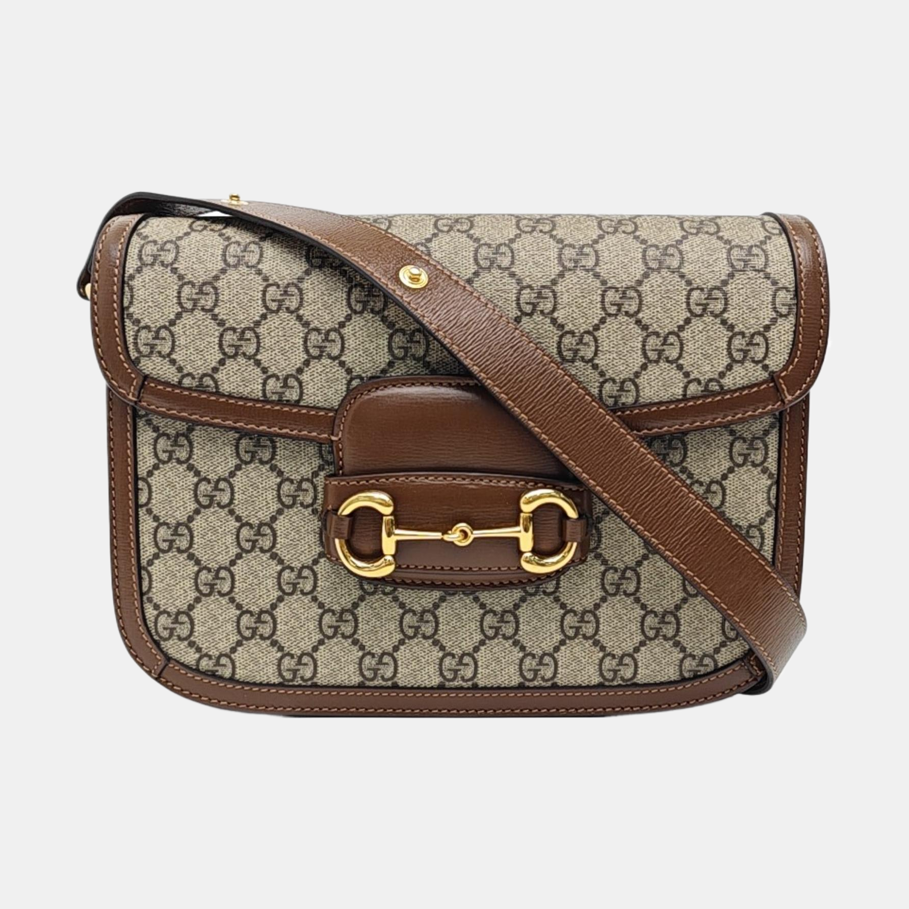 Horsebit 1955 Medium Monogram Coated Canvas Beige