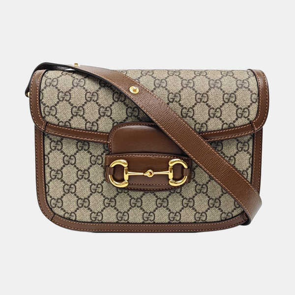 Horsebit 1955 Medium Monogram Coated Canvas Beige