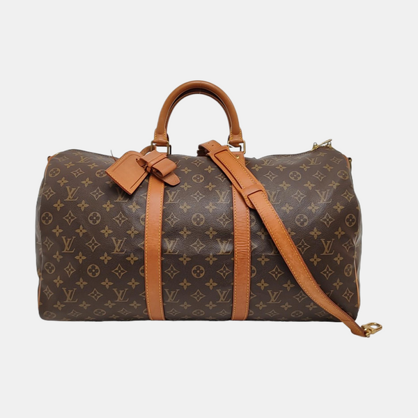 KEEPALL 60 Monogram Coated Canvas Brown
