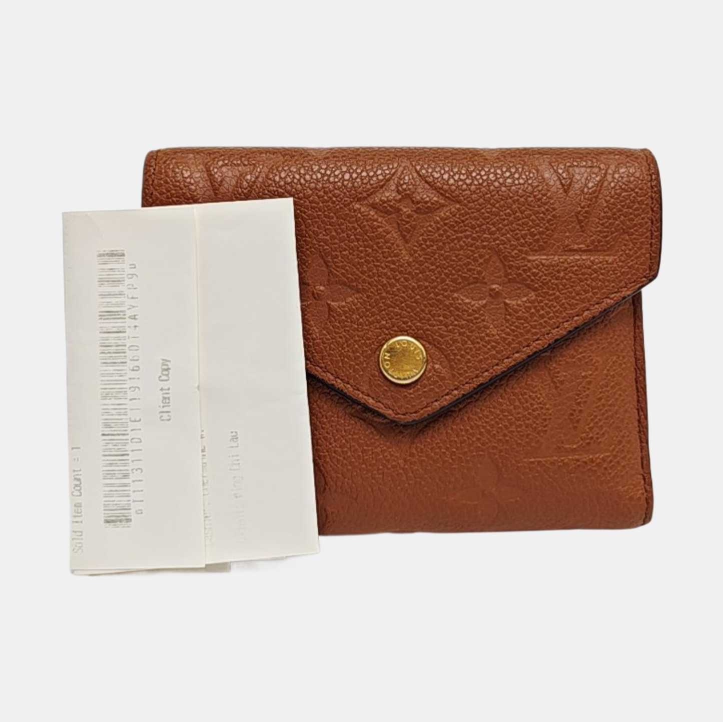 VICTORINE Monogram Calfskin Brown Card Holder