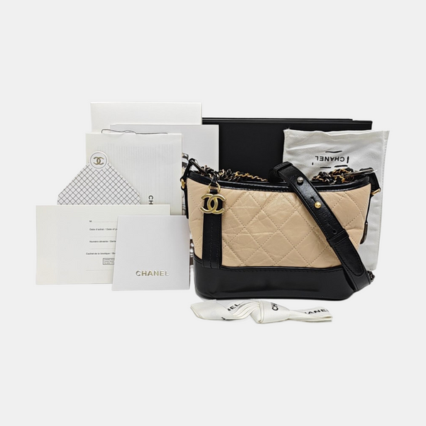 GABRIELLE Small Quilted Calfskin Beige