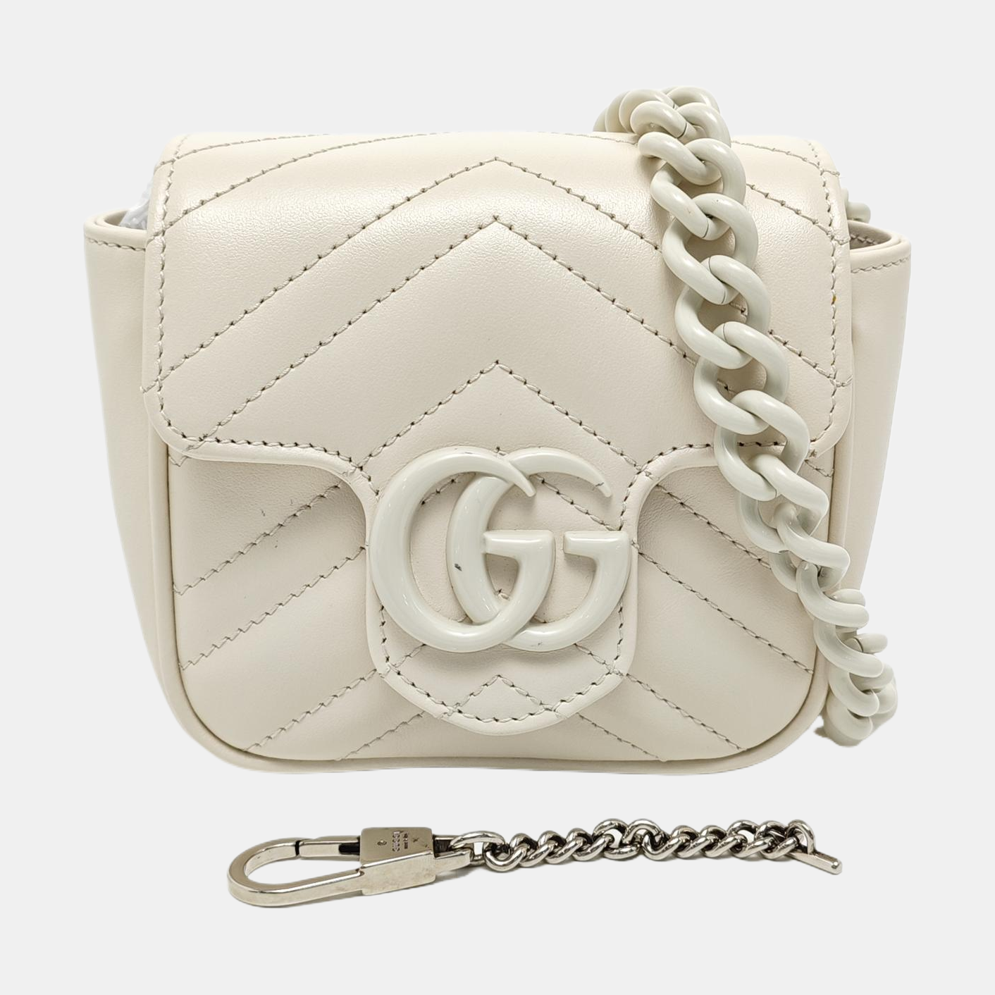 GG Marmont Mini Quilted Calfskin White