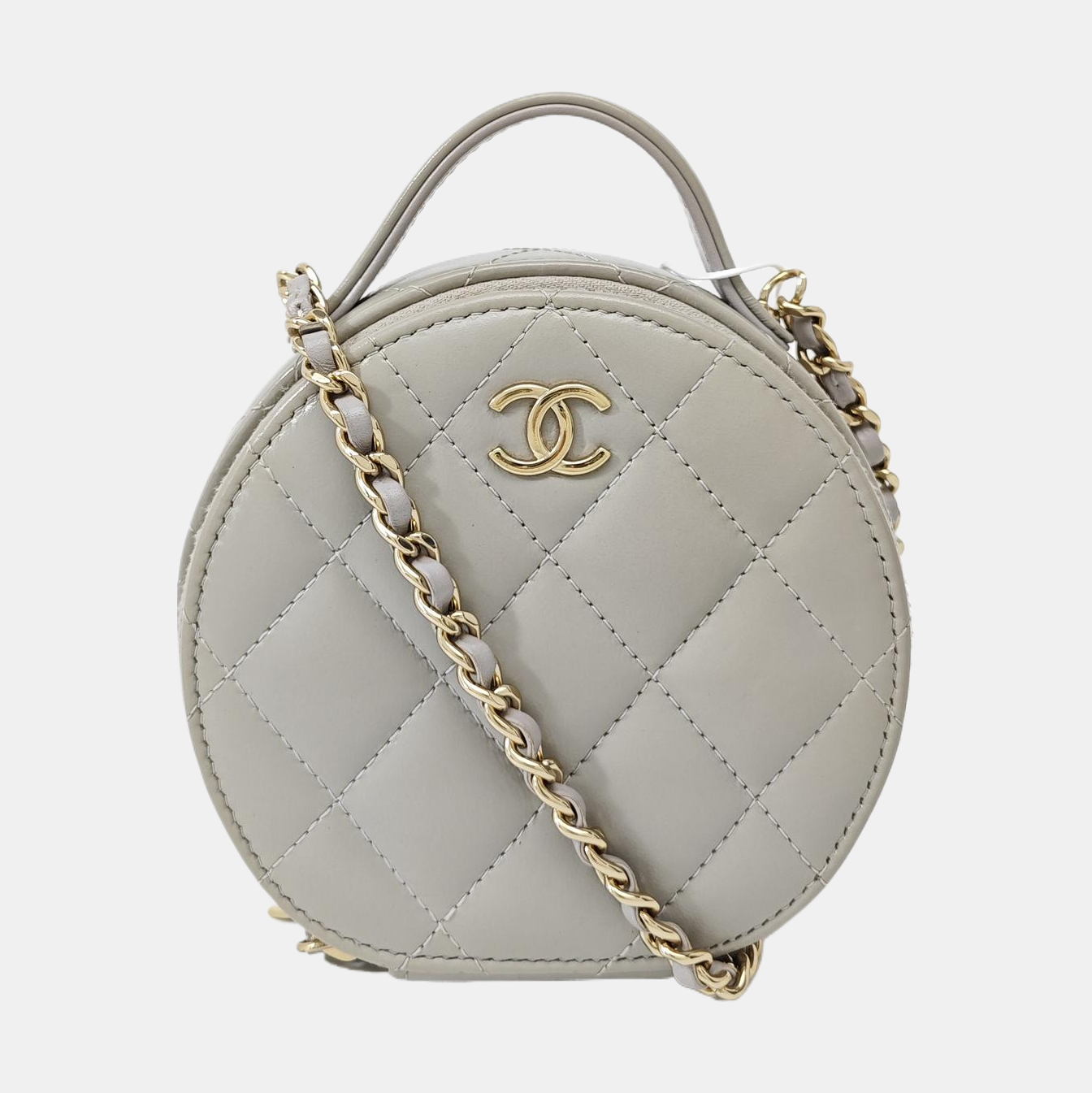 ROUND Quilted Lambskin Gray