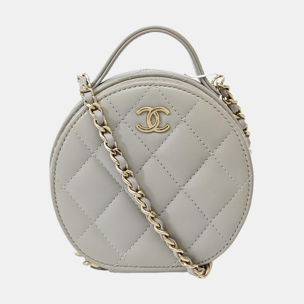 ROUND Quilted Lambskin Gray