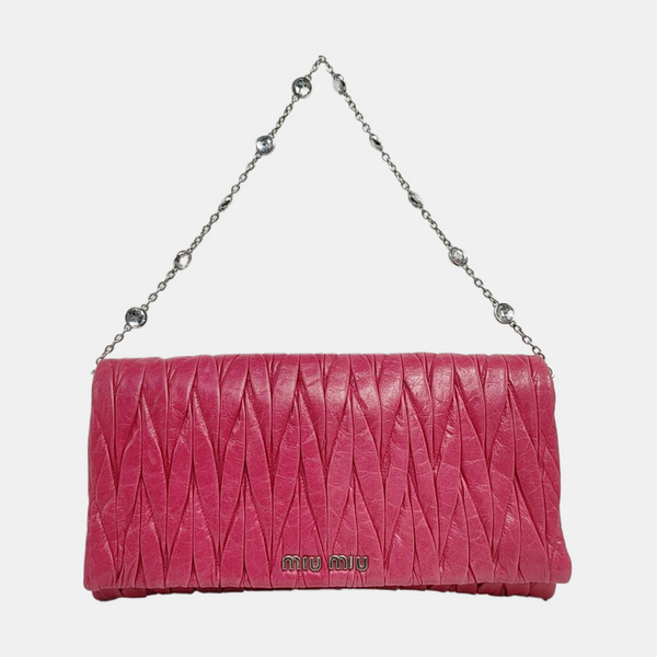 Button Wallet Quilted Lambskin Red