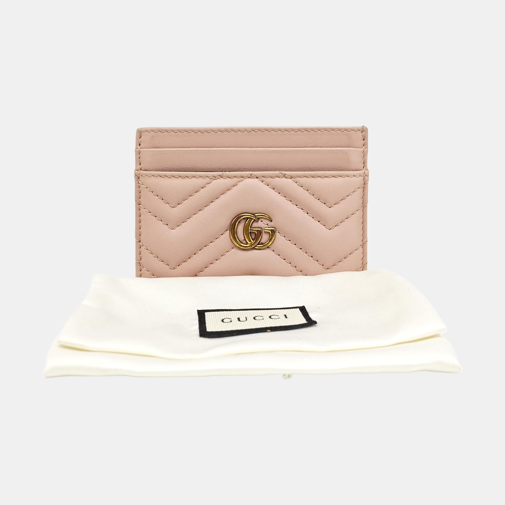 GG Marmont Mini Quilted Leather Pink Card Holder