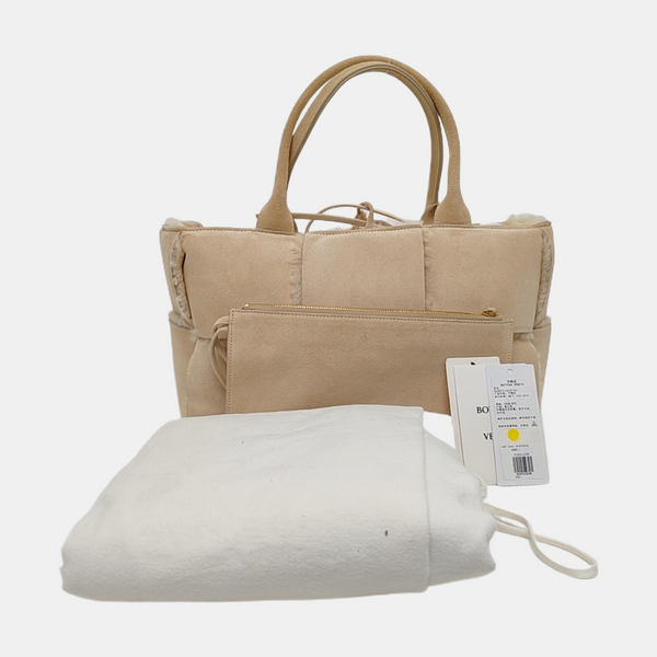 Authenticated pre-owned  Arco Small Suede Beige - Top Handle Bag at Looply