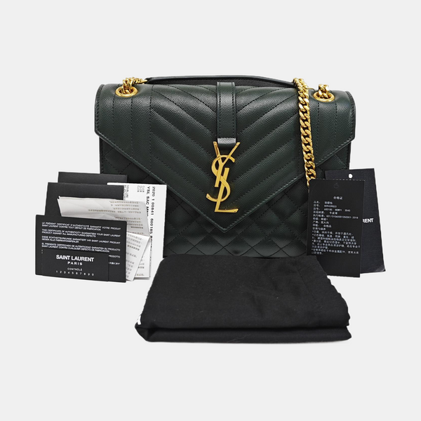 ENVELOPE Medium Chevron Calfskin Green