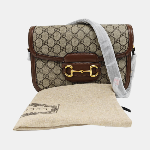 Horsebit 1955 Medium Monogram Coated Canvas Beige