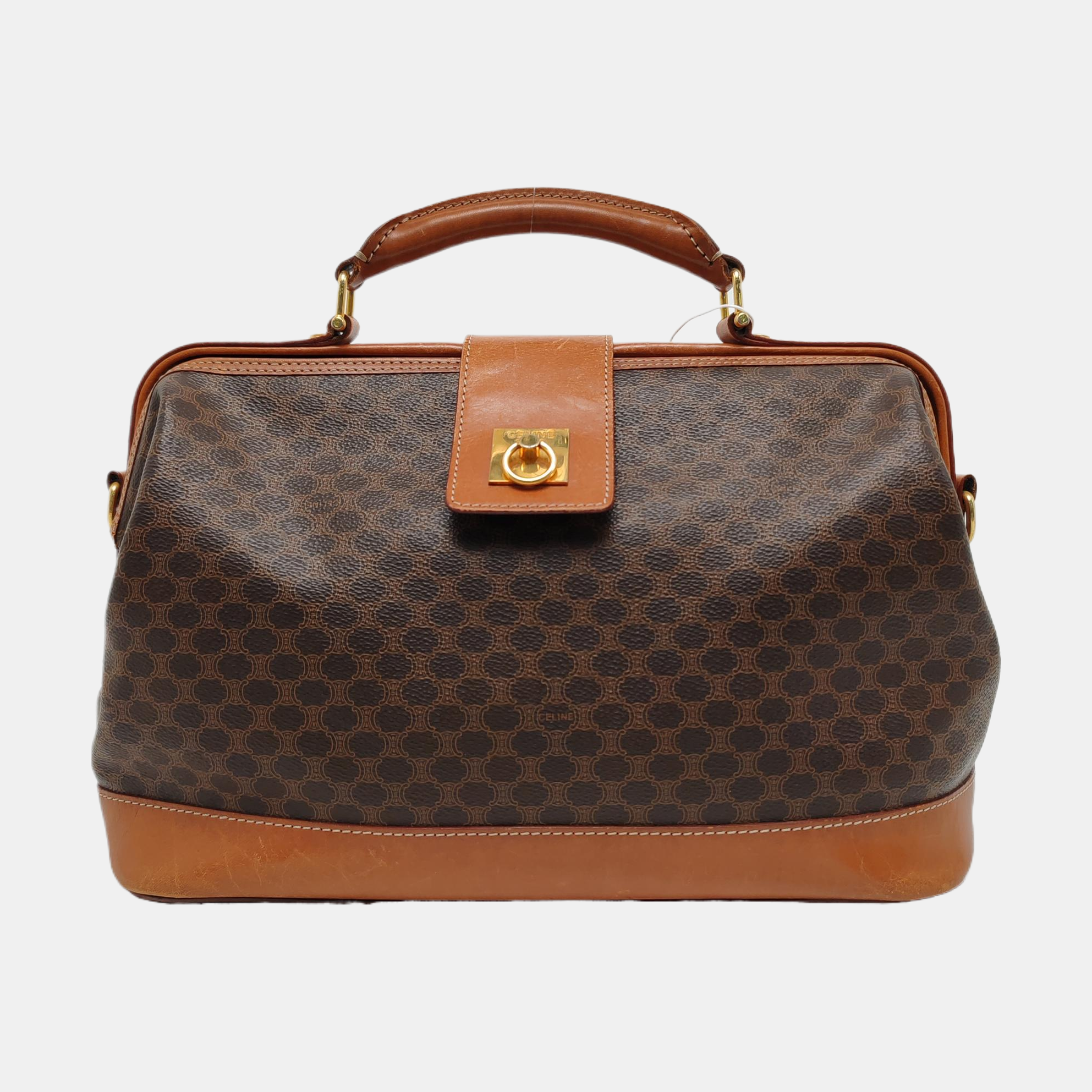 Coated Canvas Top Handle Bag Brown