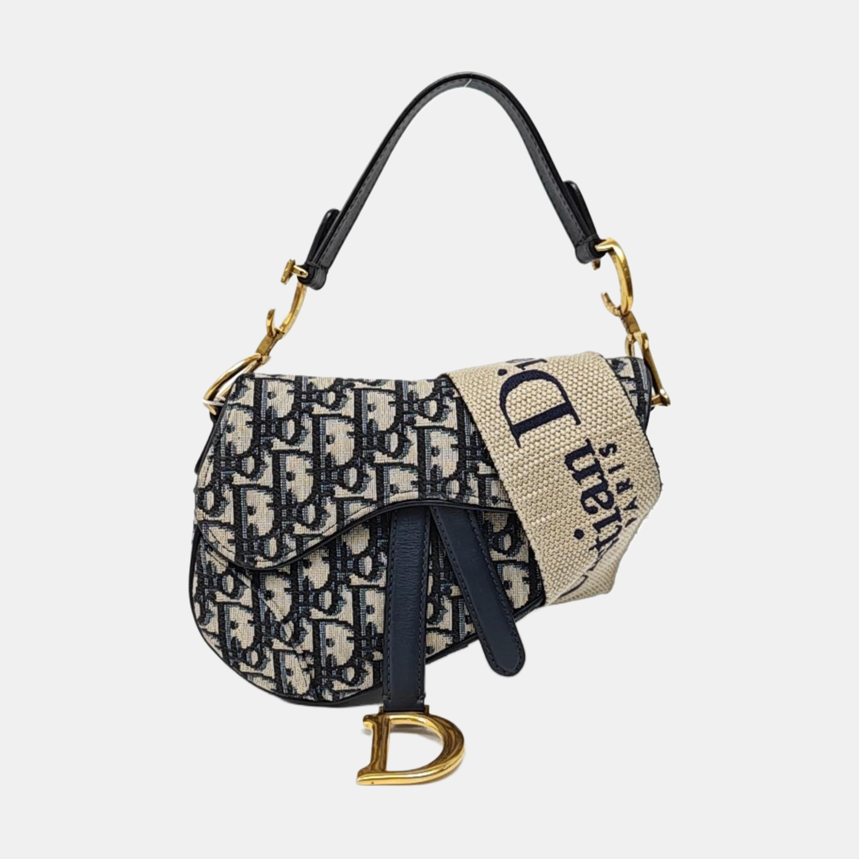 Authenticated pre-owned  Saddle Mini Oblique Canvas Blue - Shoulder Bag at Looply