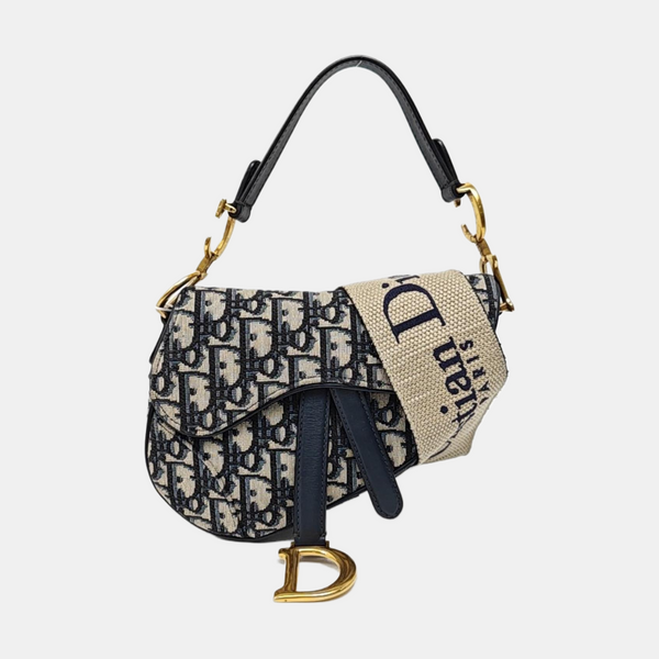 Authenticated pre-owned  Saddle Mini Oblique Canvas Blue - Shoulder Bag at Looply