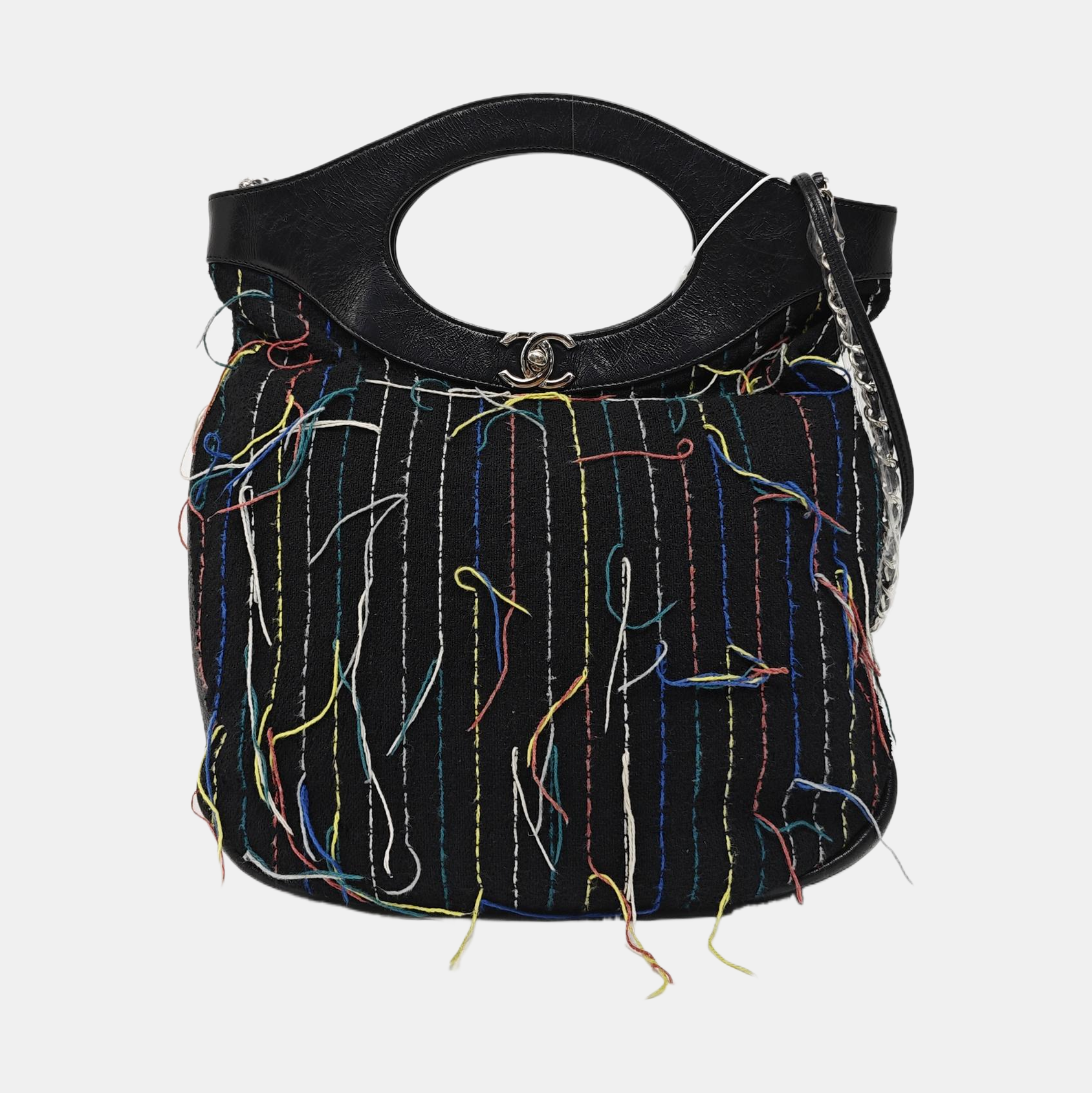 Quilted Fabric Shoulder Bag Black