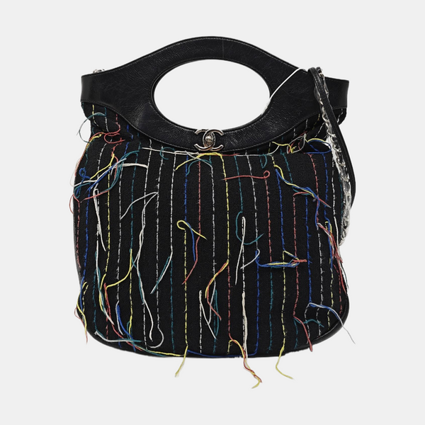 Quilted Fabric Shoulder Bag Black