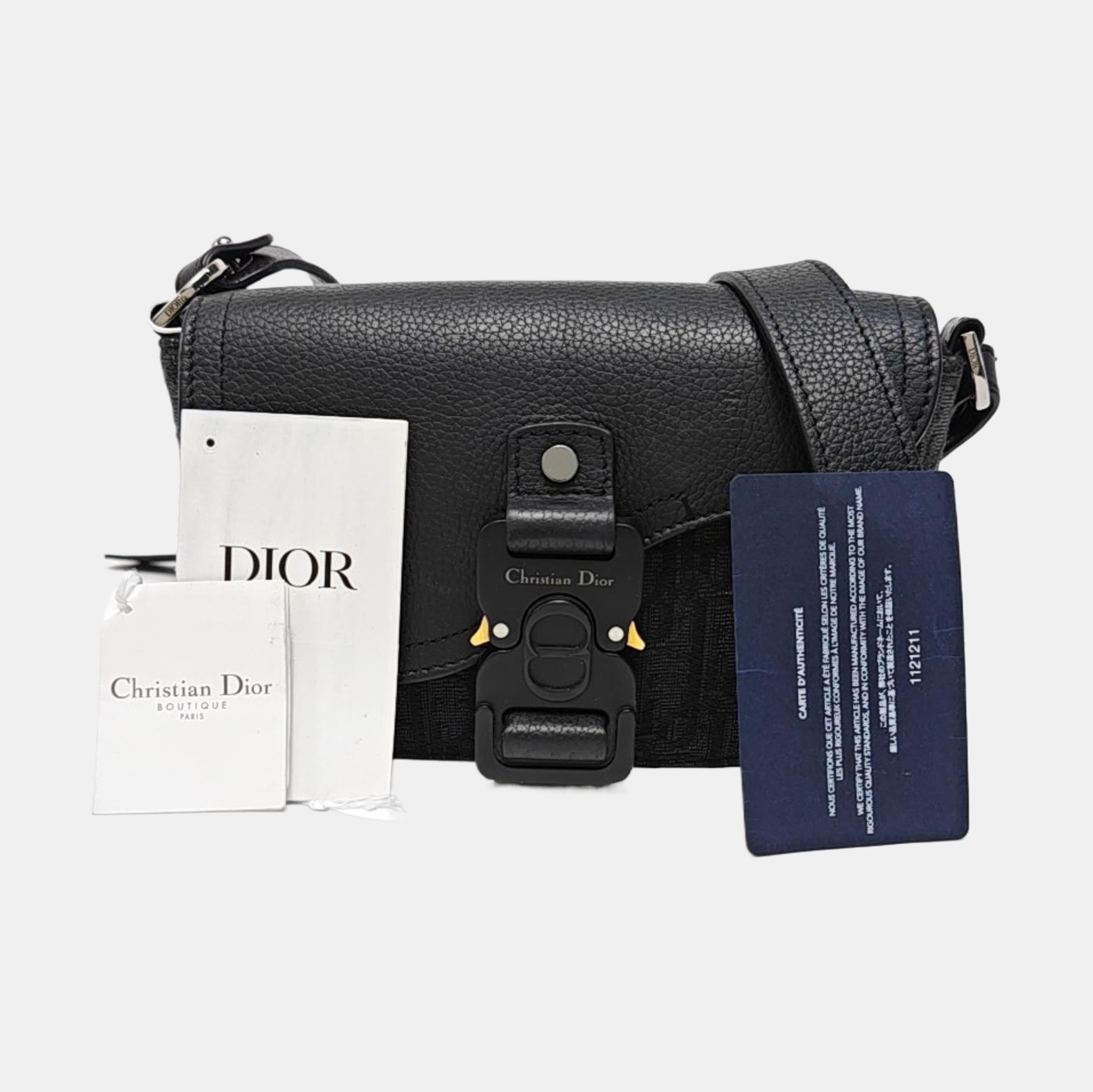 Saddle Mini Oblique Calfskin Black