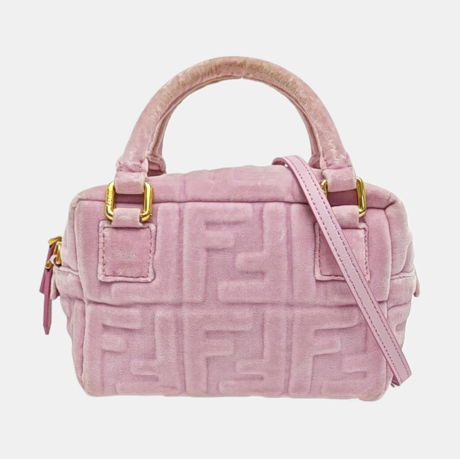 Monogram Velvet Crossbody Bag Pink