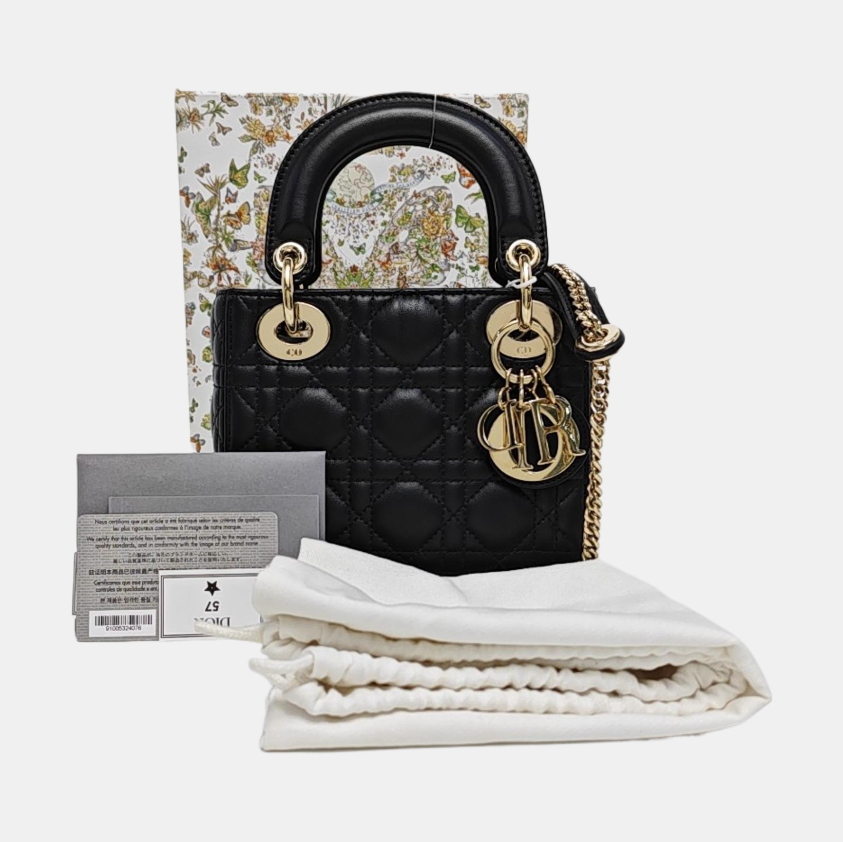 Lady Dior Mini Cannage Lambskin Black