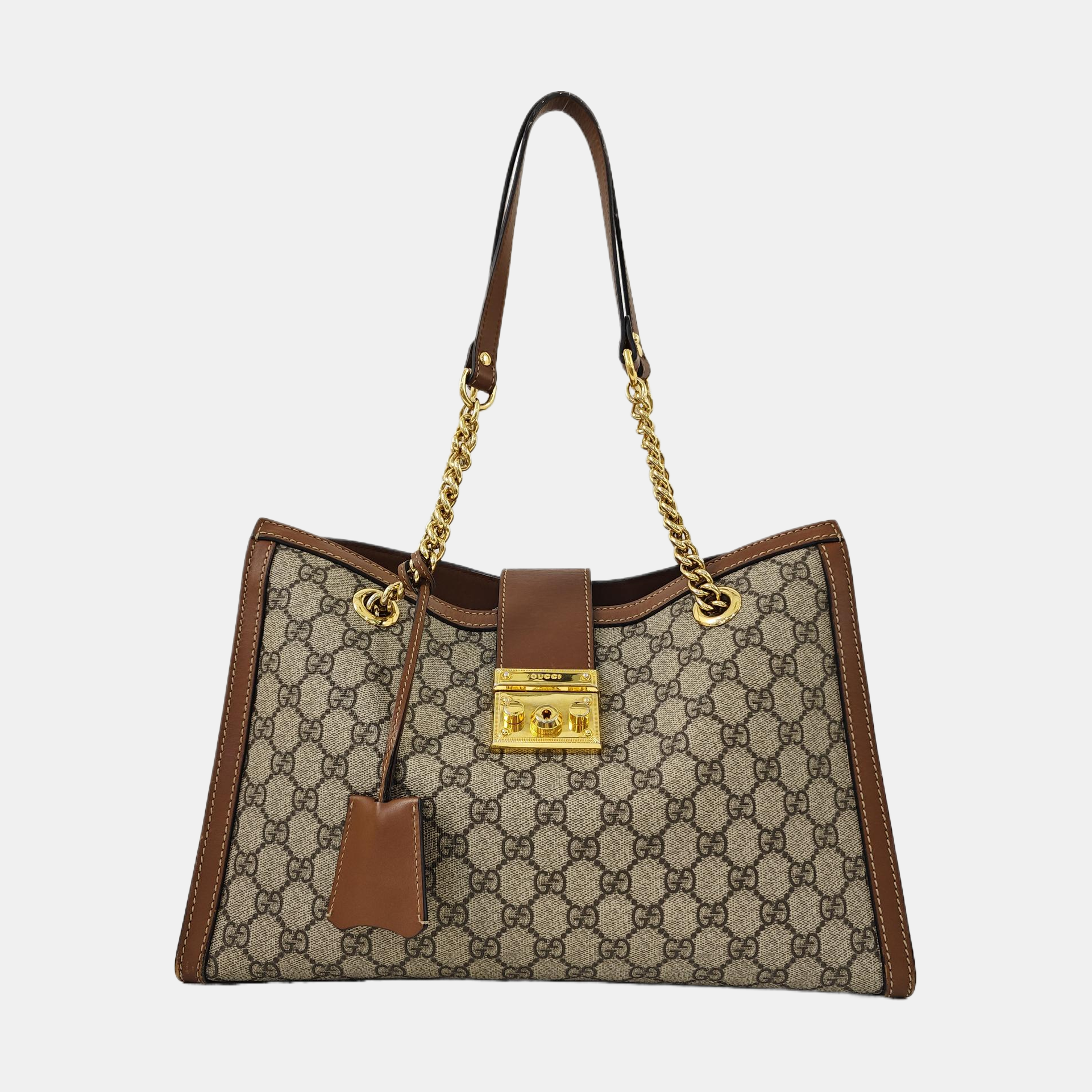 Padlock Medium Monogram Coated Canvas Beige