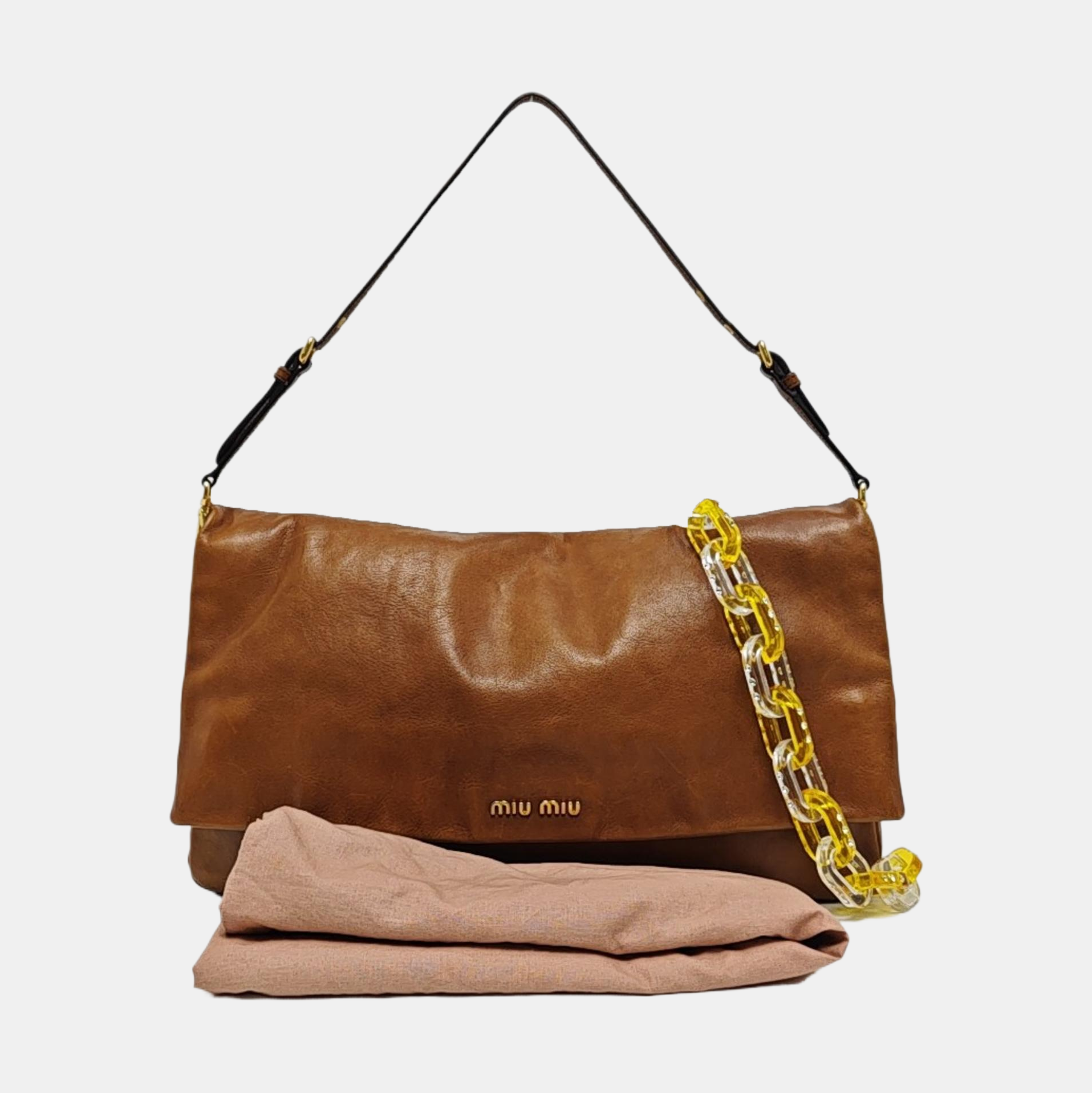 Calfskin Shoulder Bag Brown