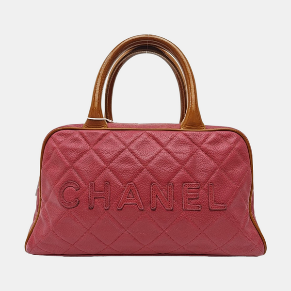 BOWLER Small Quilted Grained Calfskin Red