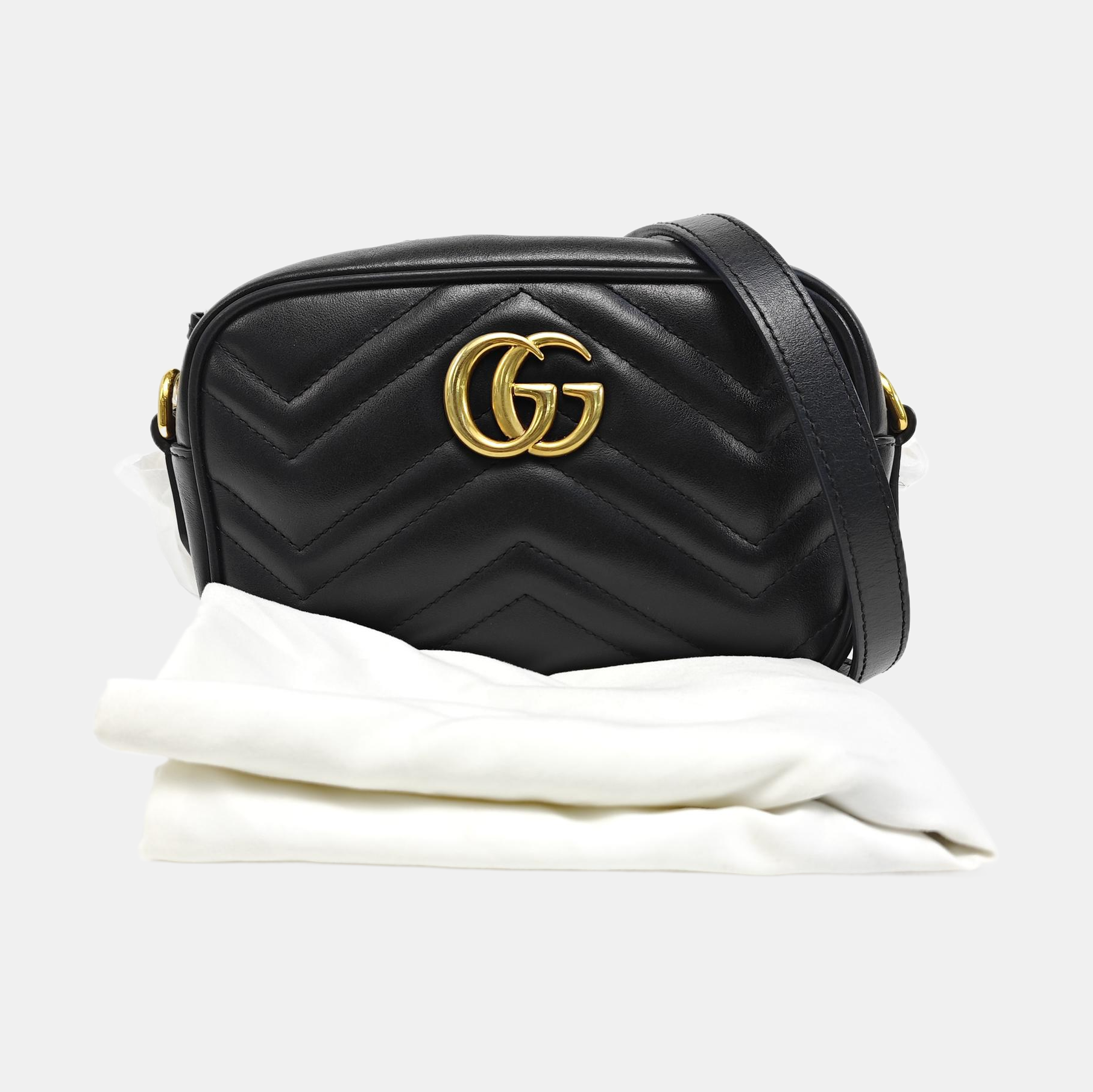 GG Marmont Mini Quilted Calfskin Black