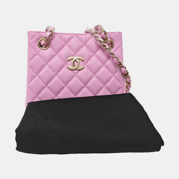 23P TOTE Piel de becerro graneada acolchada Morado