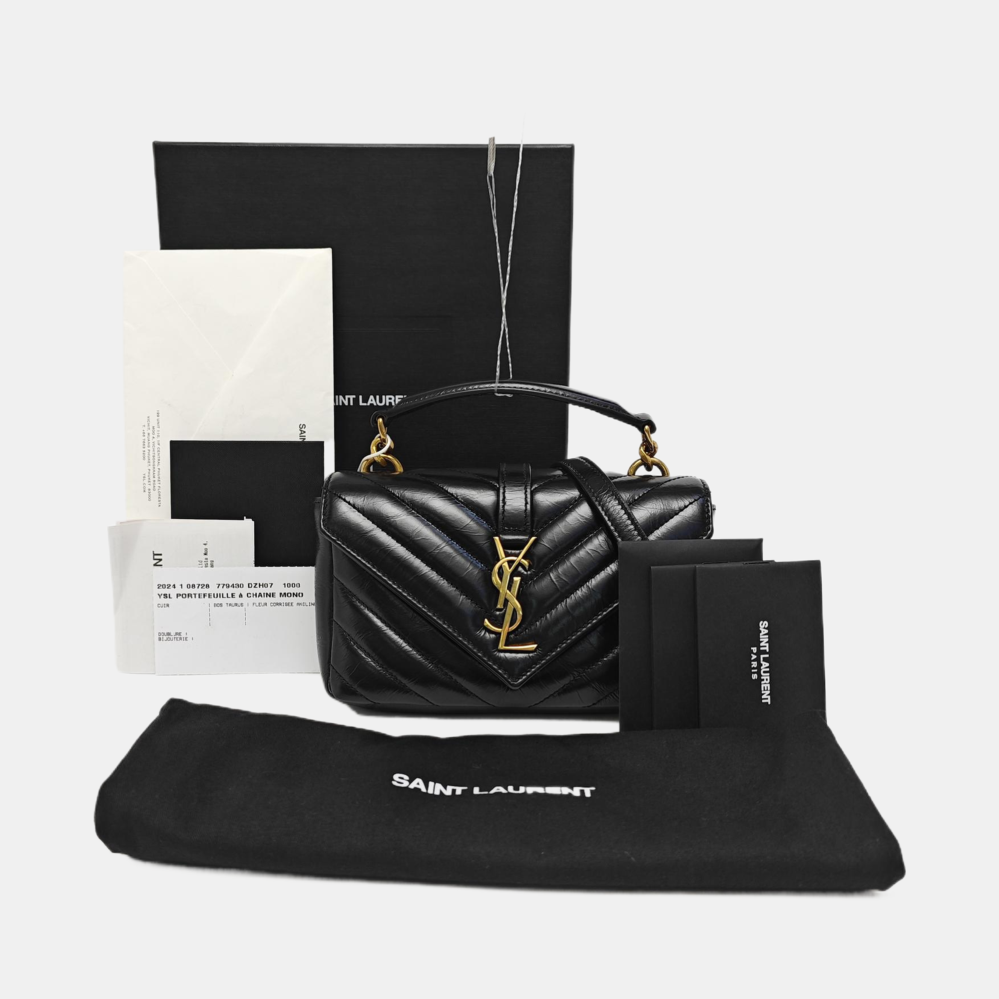 ENVELOPE Small Chevron Calfskin Black