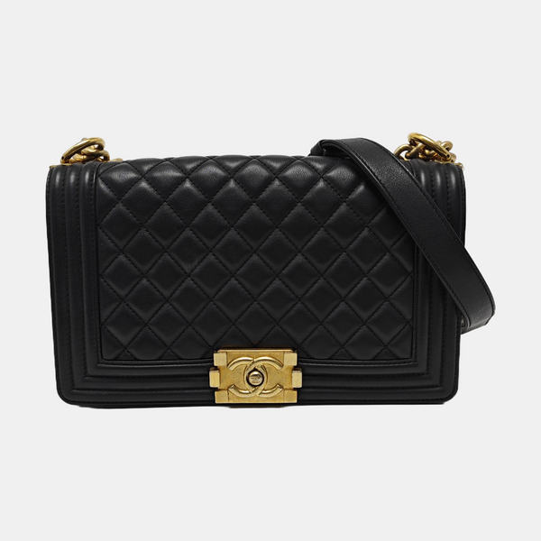 BOY CHANEL Medium Quilted Calfskin Black