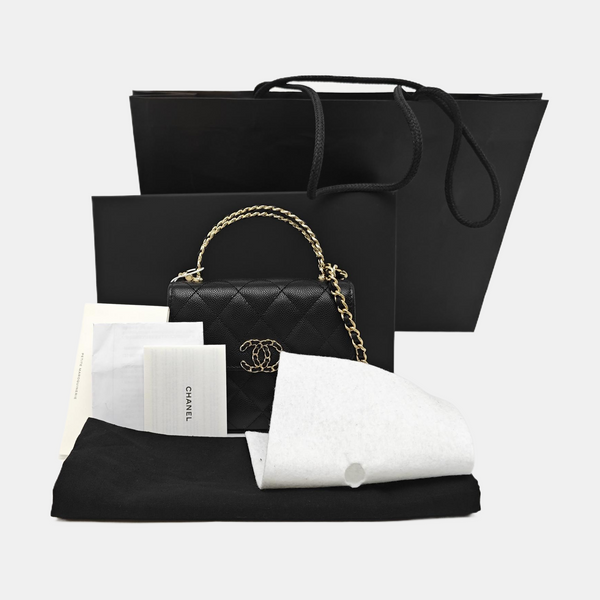 25S Quilted Grained Calfskin Black