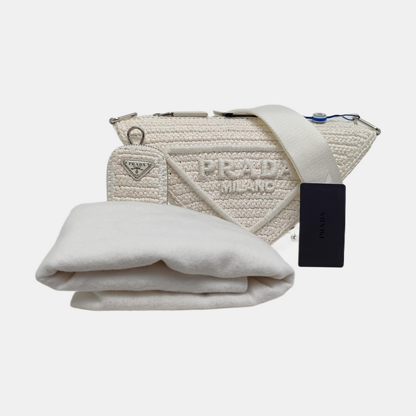 Authenticated pre-owned  Triangle Straw White - Shoulder Bag at Looply
