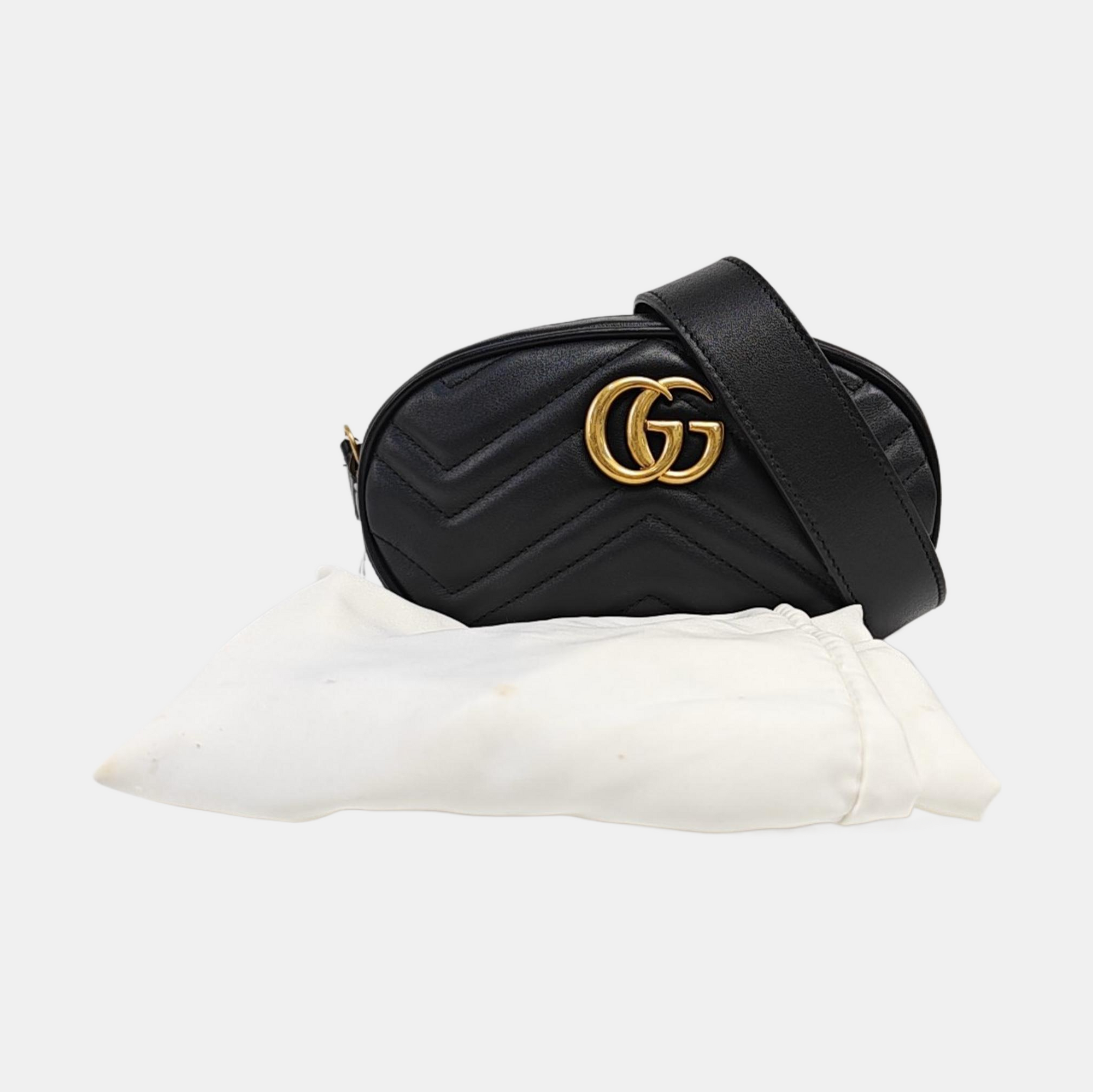 GG Marmont Super Mini Quilted Calfskin Black