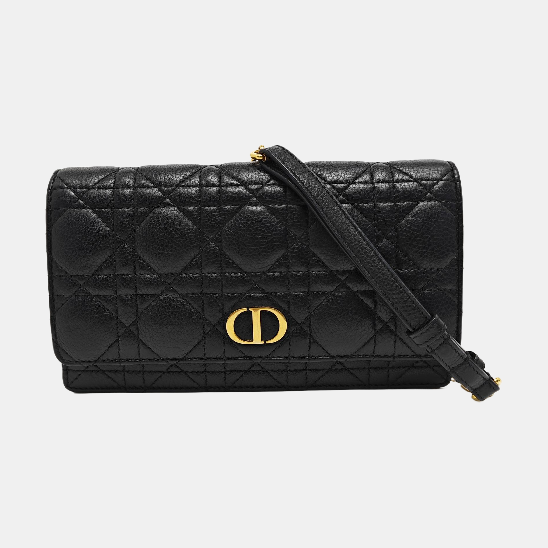 Dior Caro Piel de becerro acolchada negra