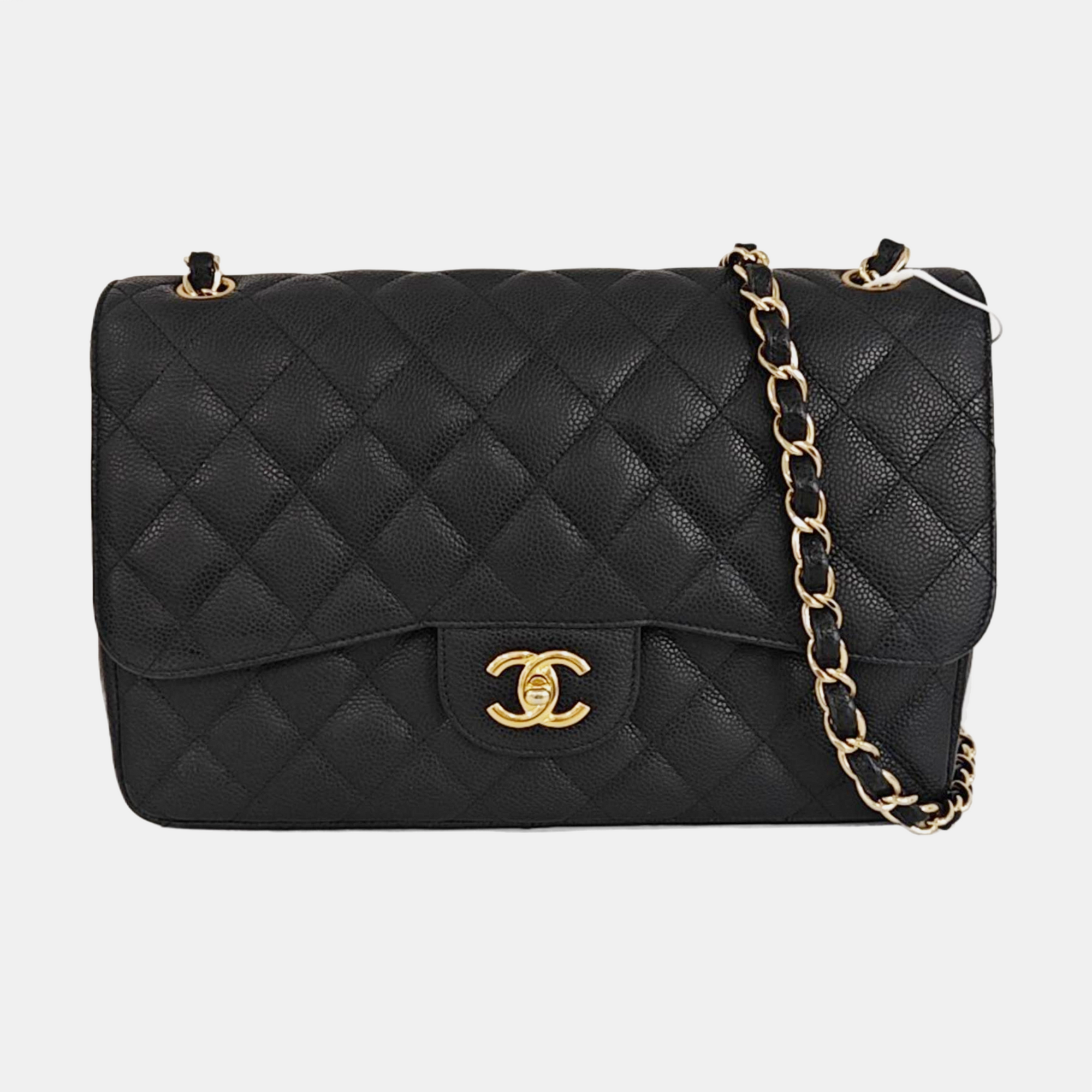 CLASSIC FLAP Jumbo Quilted Grained Calfskin Black