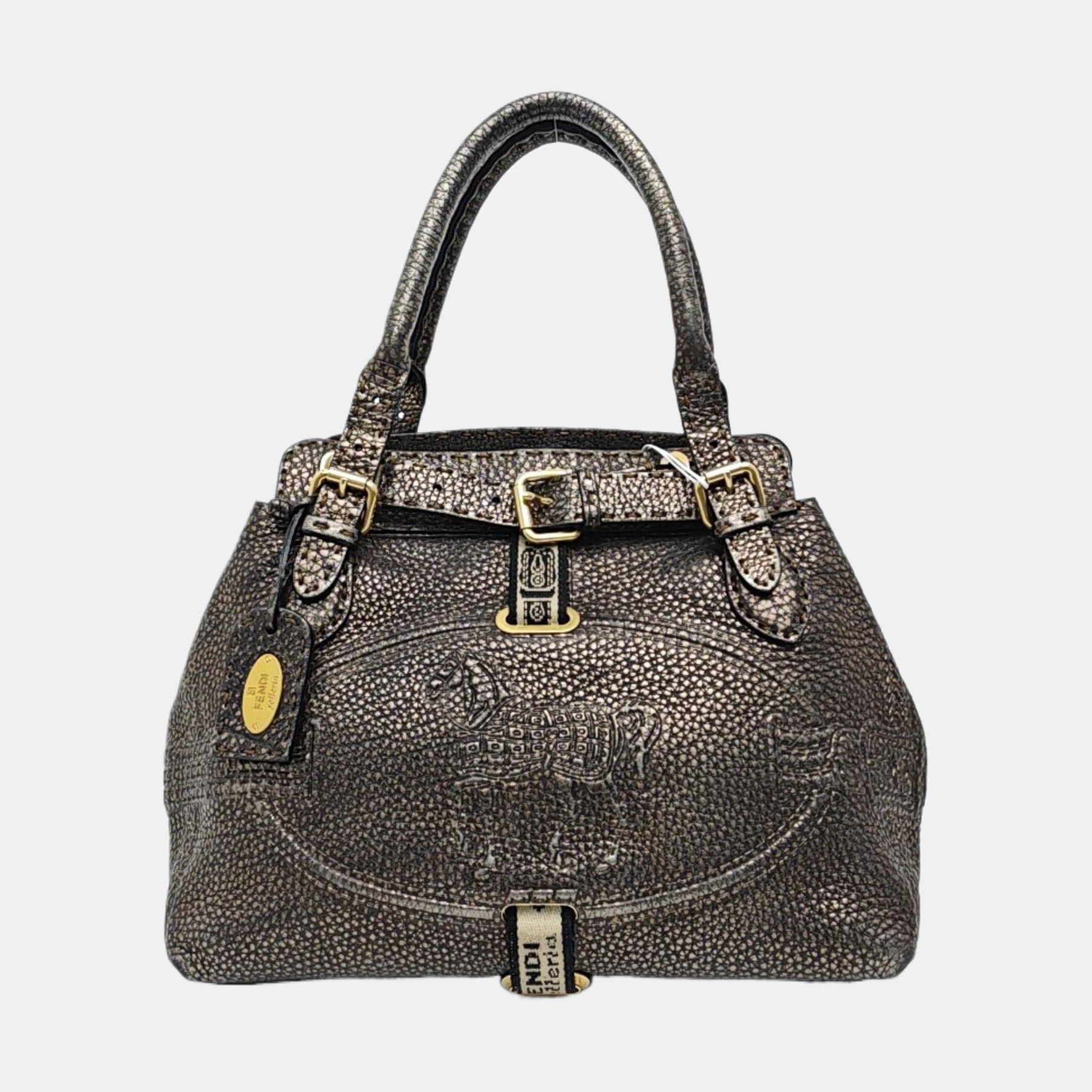 Calfskin Top Handle Bag Gold