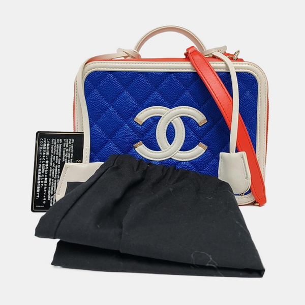 Authenticated pre-owned  FILIGREE Small Quilted Grained Calfskin Blue - Shoulder Bag at Looply