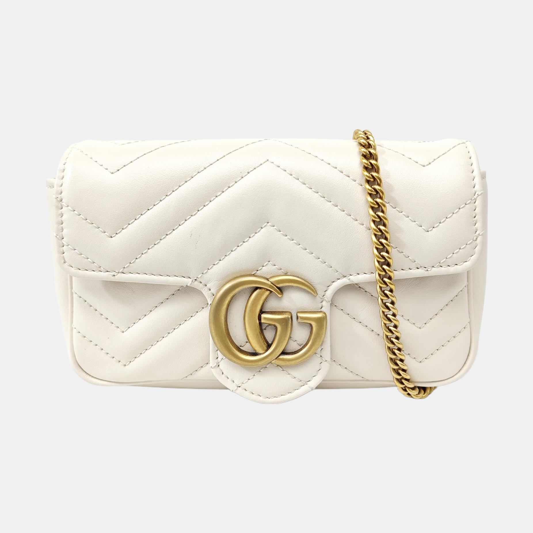 GG Marmont Mini Quilted Calfskin White