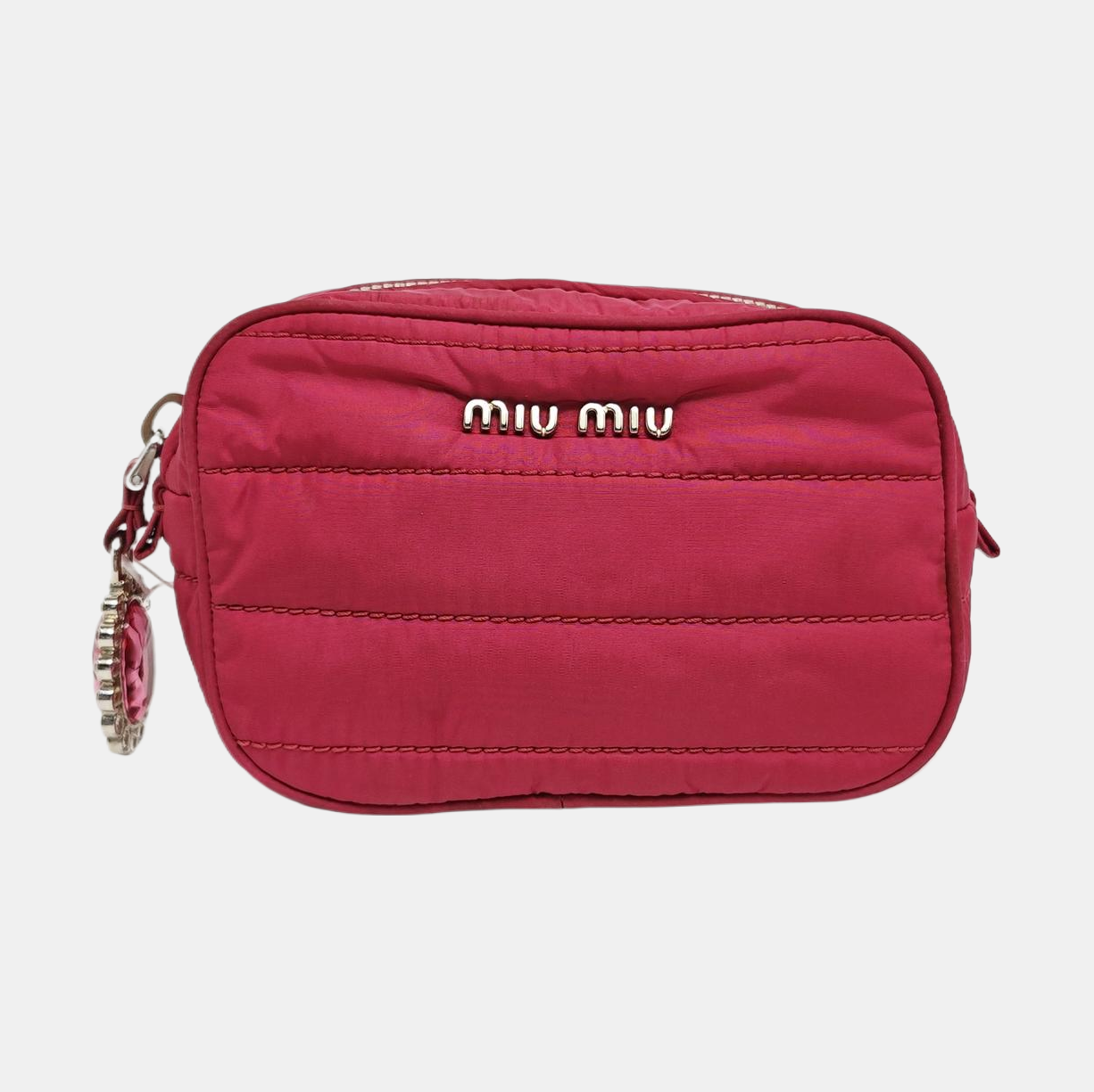 Quilted Fabric Clutch Red