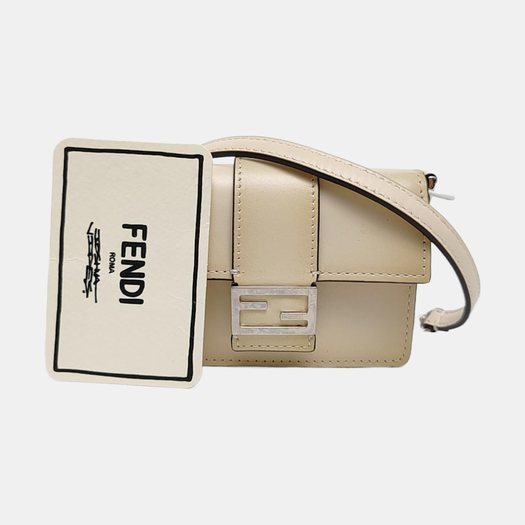 Authenticated pre-owned  Baguette Mini Calfskin Beige - Shoulder Bag at Looply
