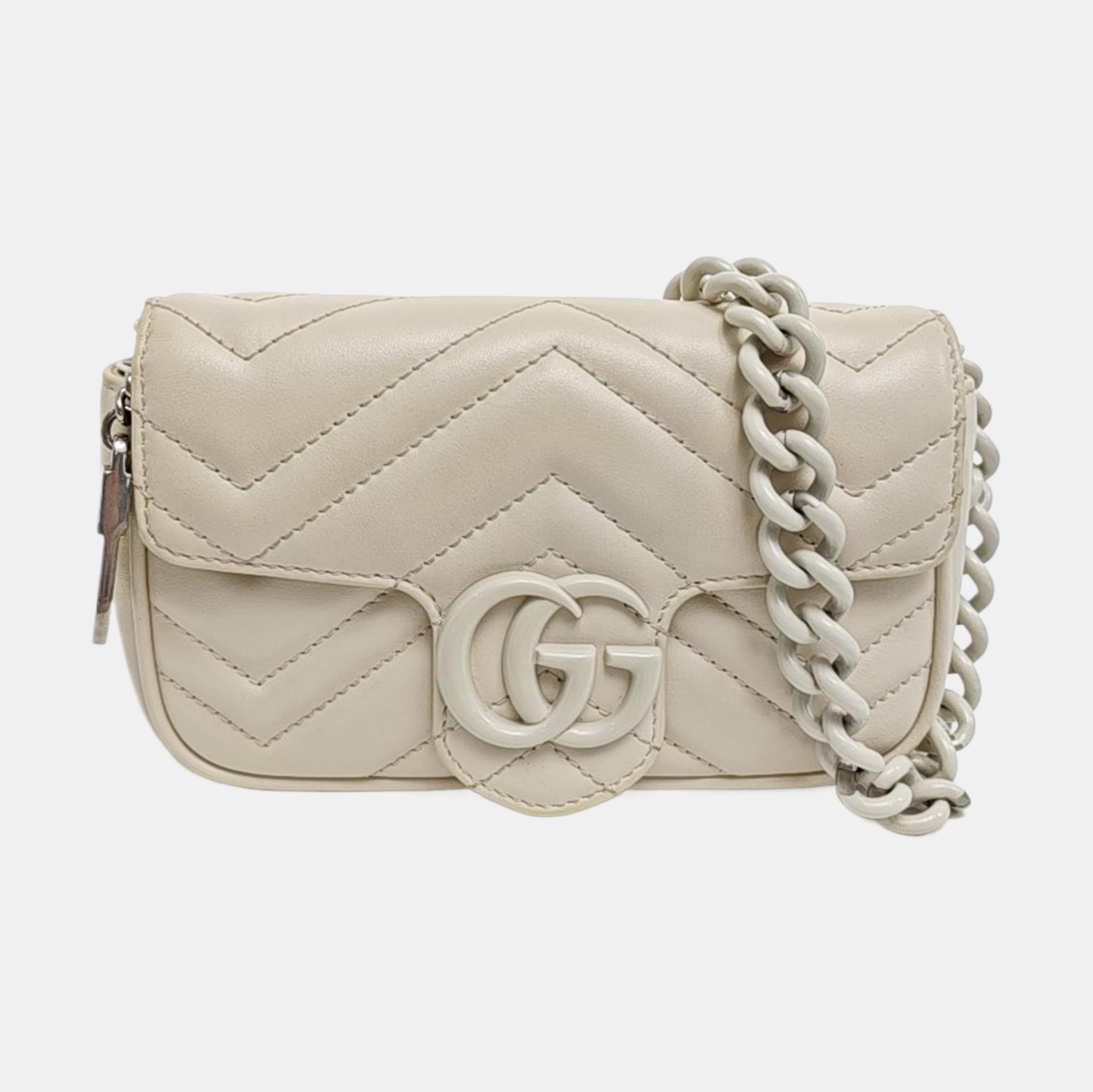 GG Marmont Mini Quilted Calfskin White