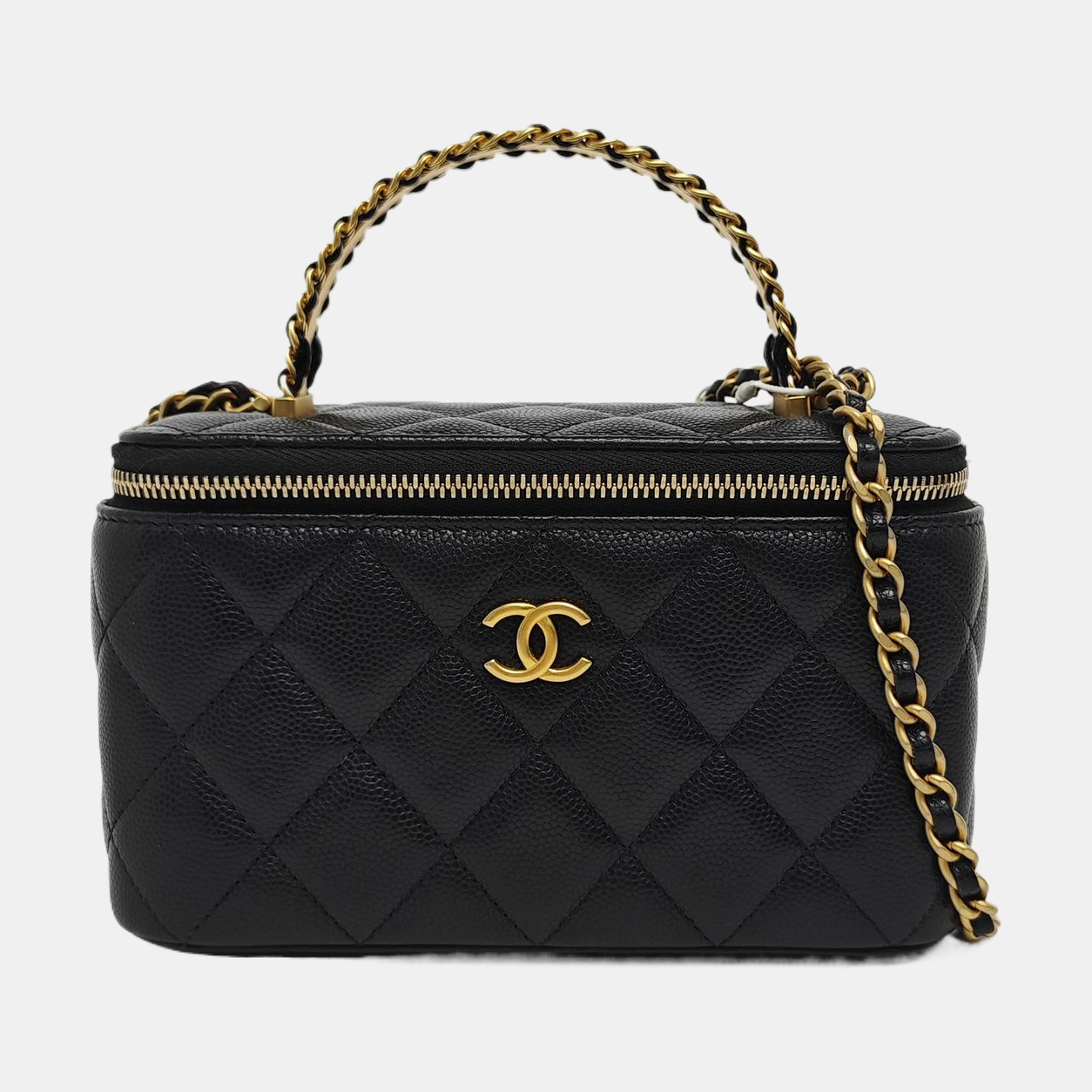 VANITY CASE Small Quilted Grained Calfskin Black