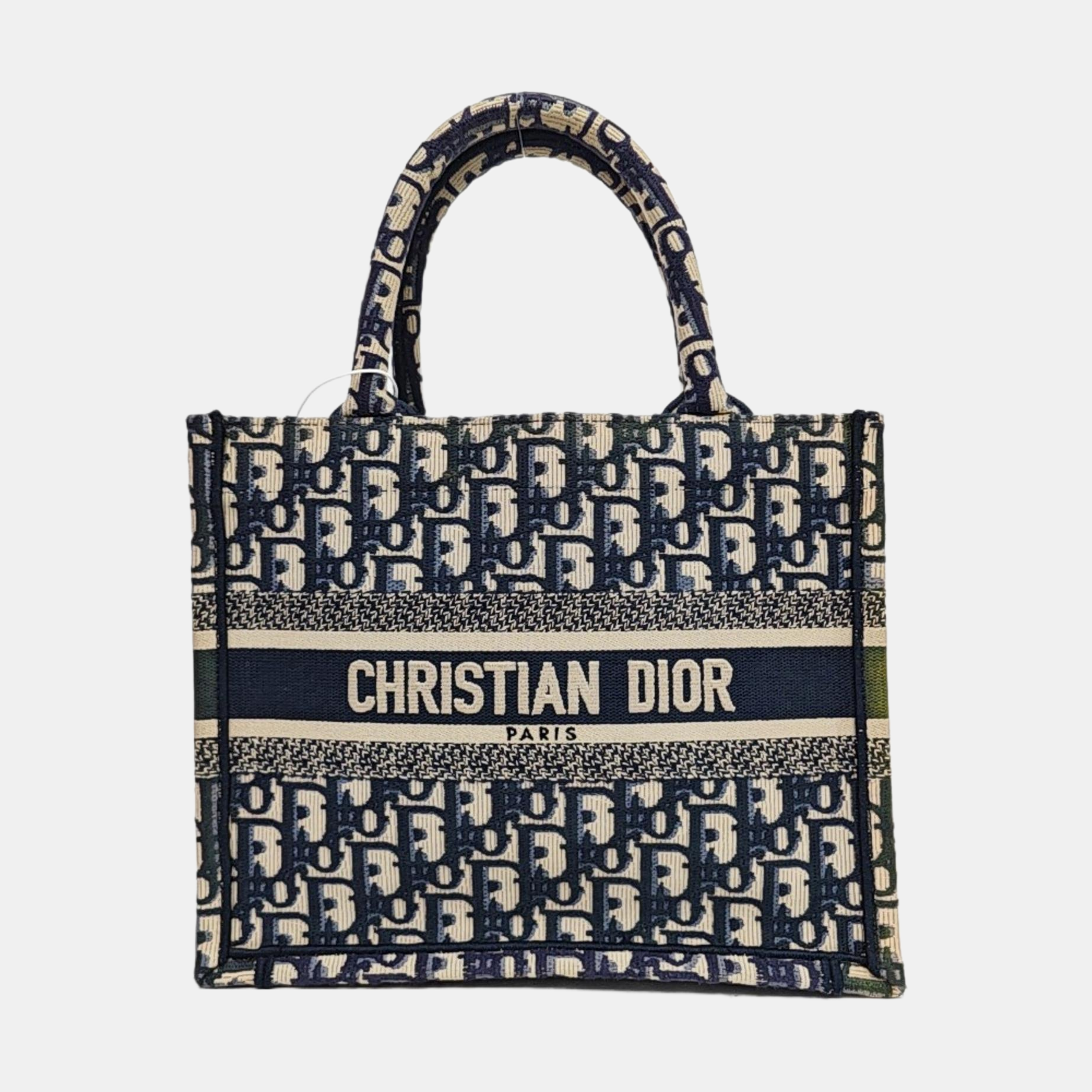 Bolso de mano Dior Book Tote pequeño de lona Oblique azul