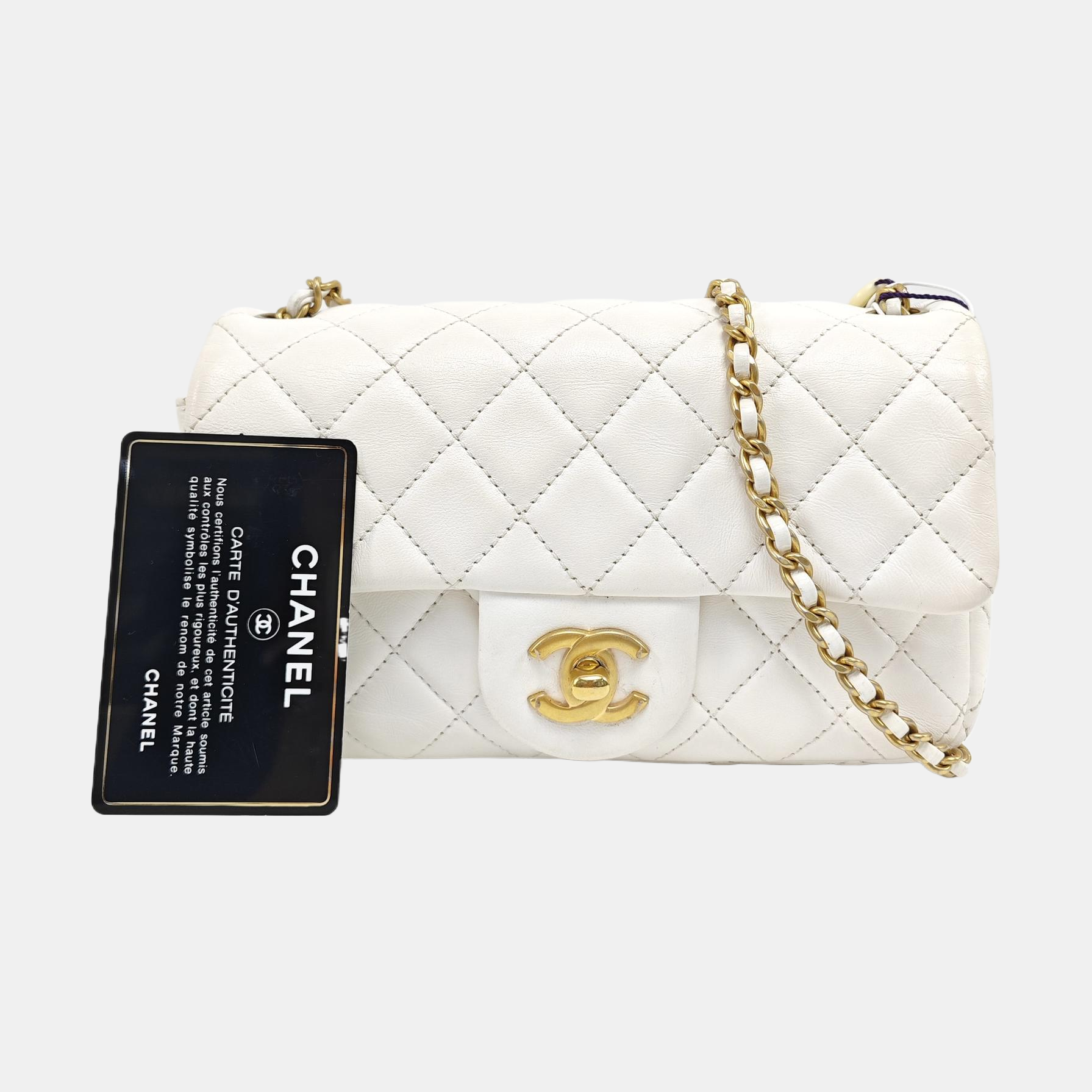 CLASSIC FLAP Mini Quilted Lambskin White