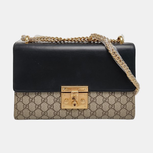 Authenticated pre-owned  Padlock Medium Monogram Coated Canvas Beige - Shoulder Bag at Looply