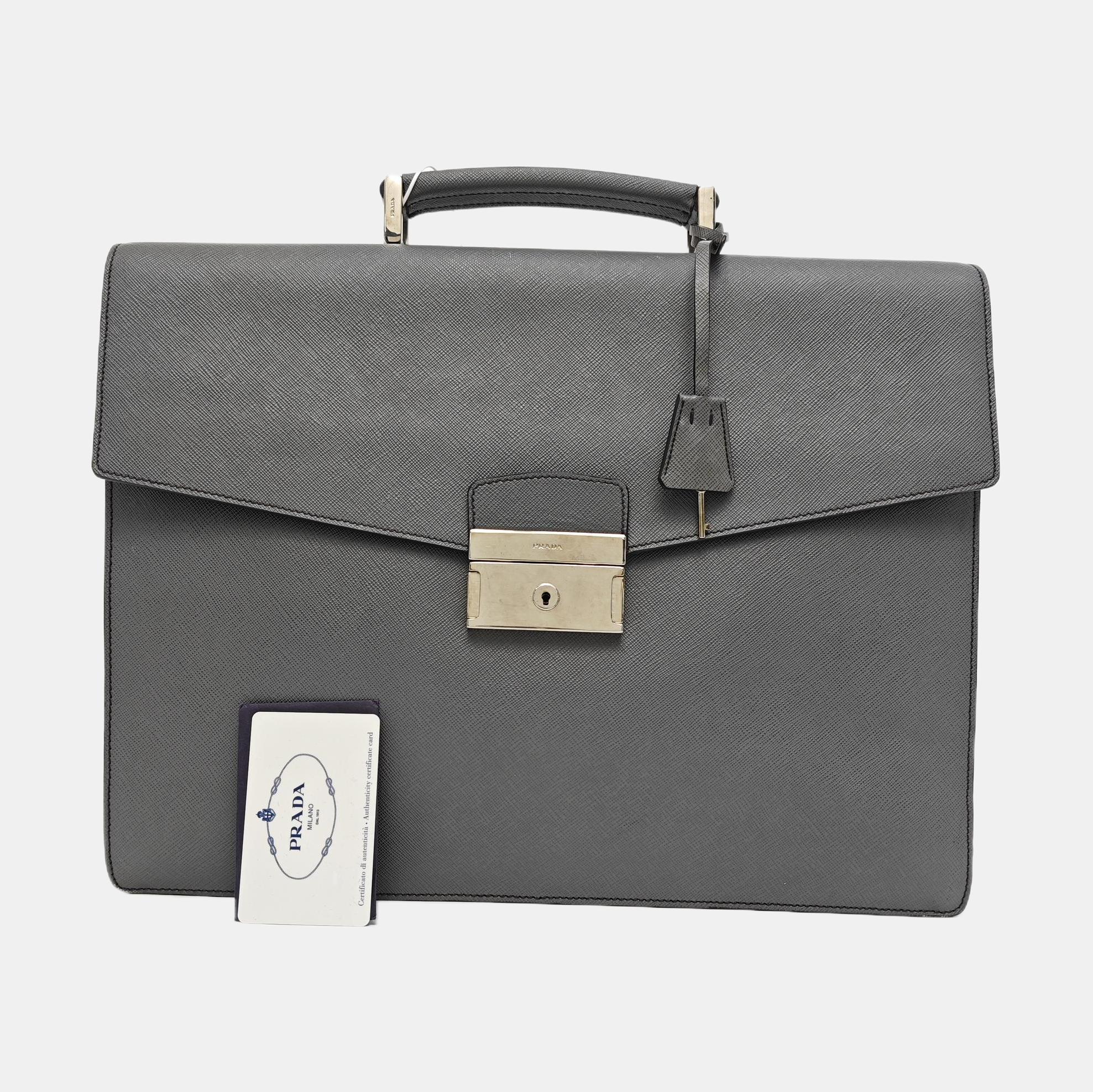 Calfskin Top Handle Bag Gray