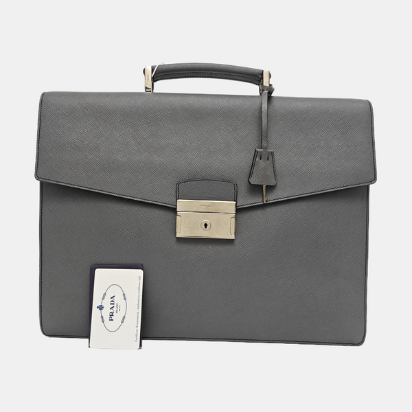 Calfskin Top Handle Bag Gray