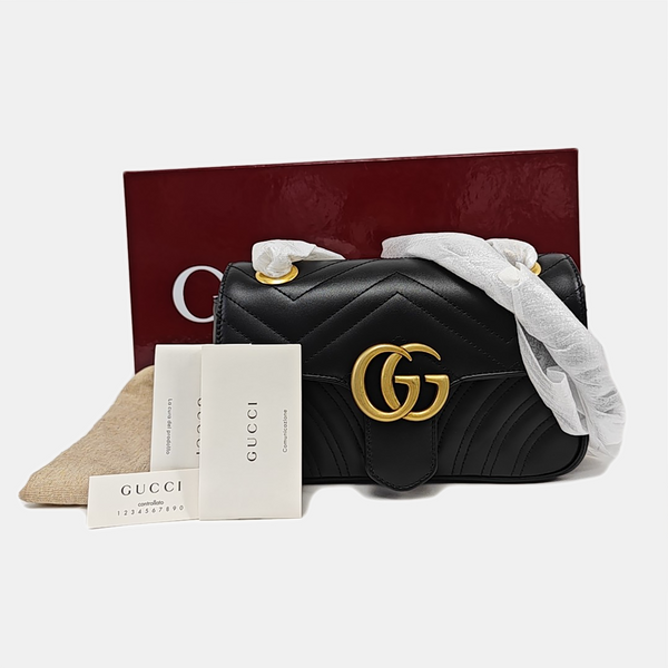 GG Marmont Small Quilted Calfskin Black