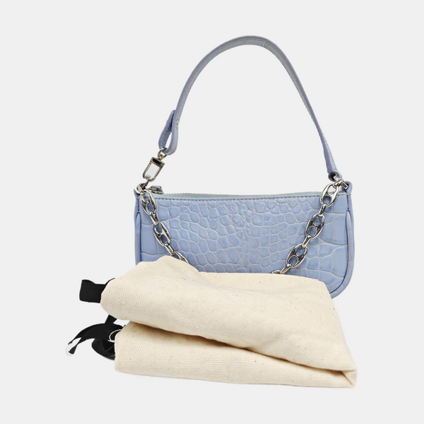 Leather Top Handle Bag Blue