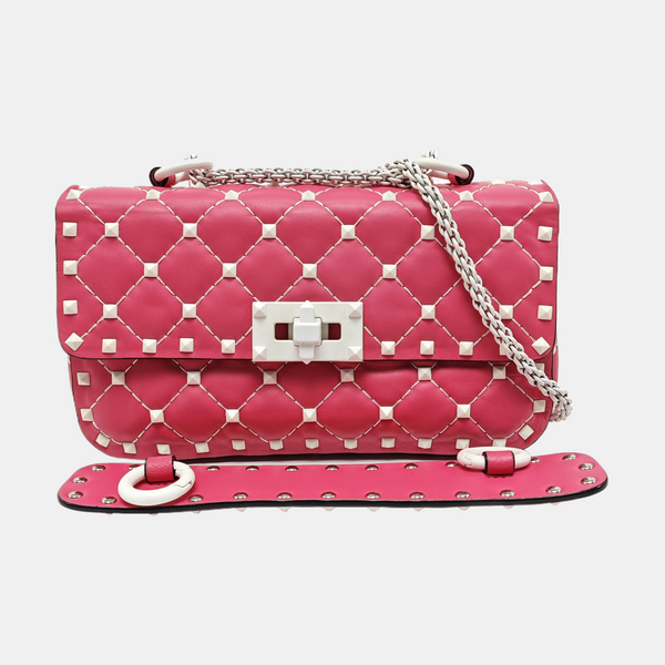 Spike Up Small Quilted Lambskin Pink