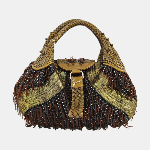 Special Material Top Handle Bag Brown